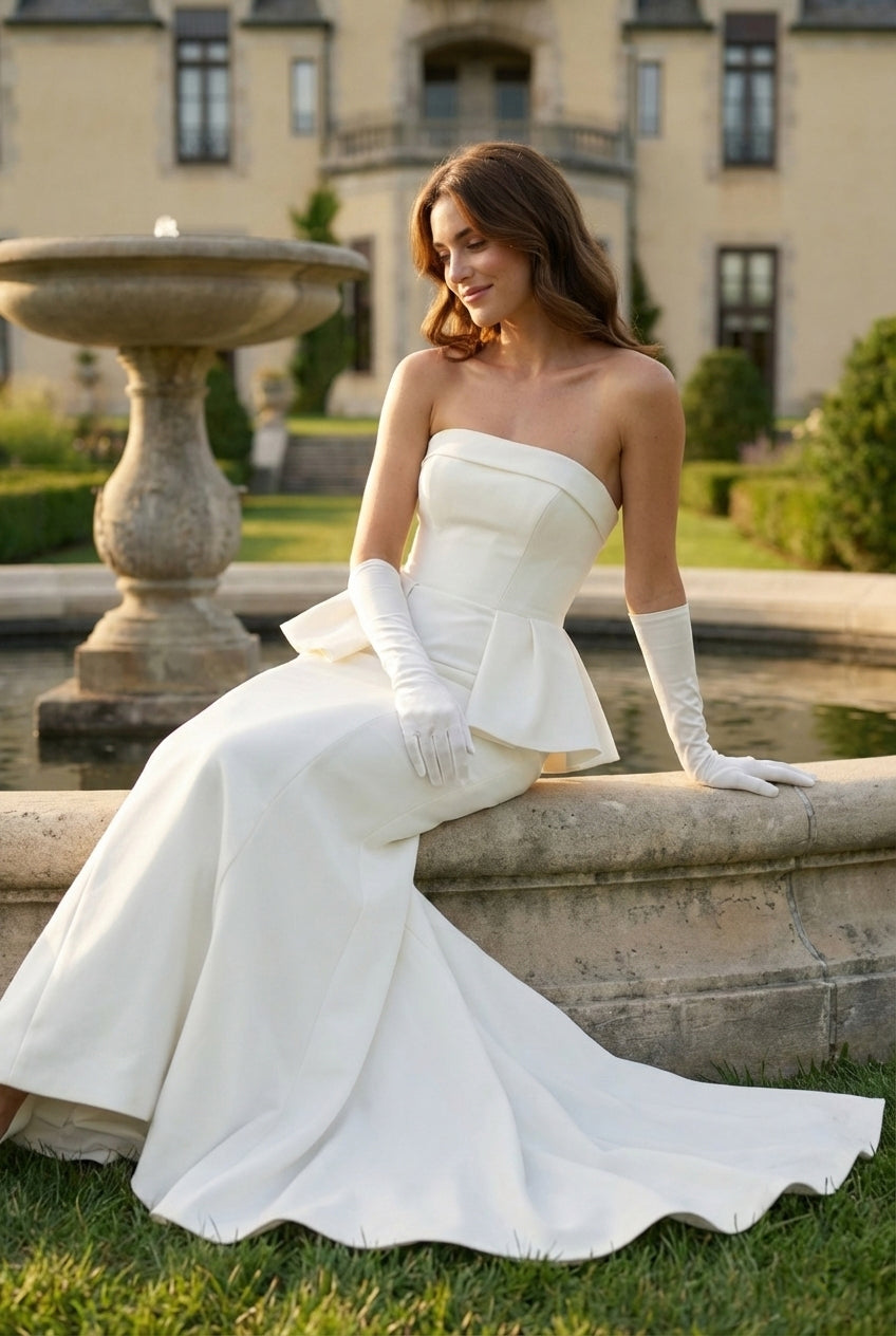 peplum mermaid wedding dress Matilda — Peplum Mermaid Wedding Dress
